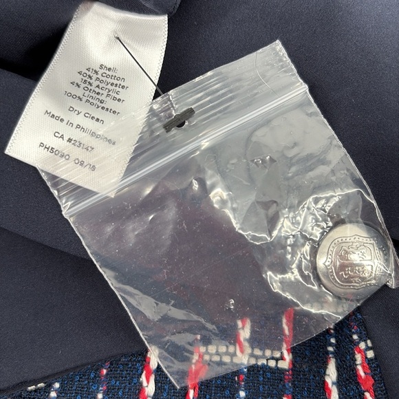 Talbots Womens Boucle Wrap Skirt Knee Length Navy Red White Size 16 New - Picture 11 of 14